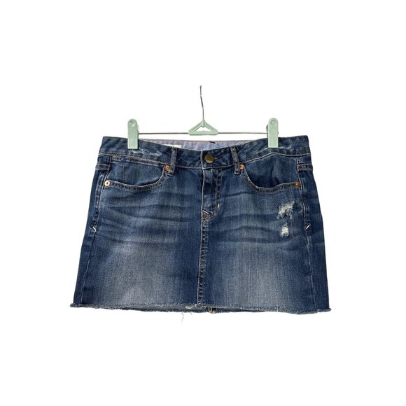 Gap 1969 Denim Mini Skirt Size 27/4 Raw Hem Distressed - Picture 1 of 5